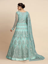Women's Net Embroidery Salwar Suit Anarkali Kurta Set with Dupatta