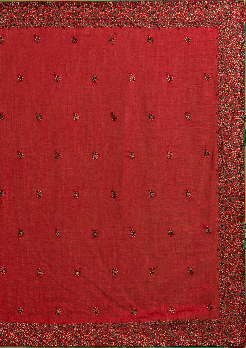 Women's Vichitra Silk Heavy Embroidred work Saree with Unstitched Blouse Piece