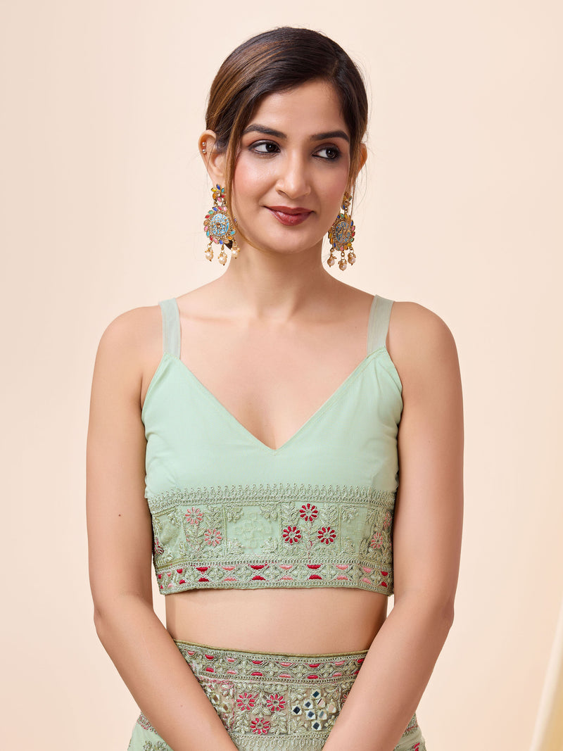 Women's Net Embroidery work Saree with Unstitched Blouse Piece