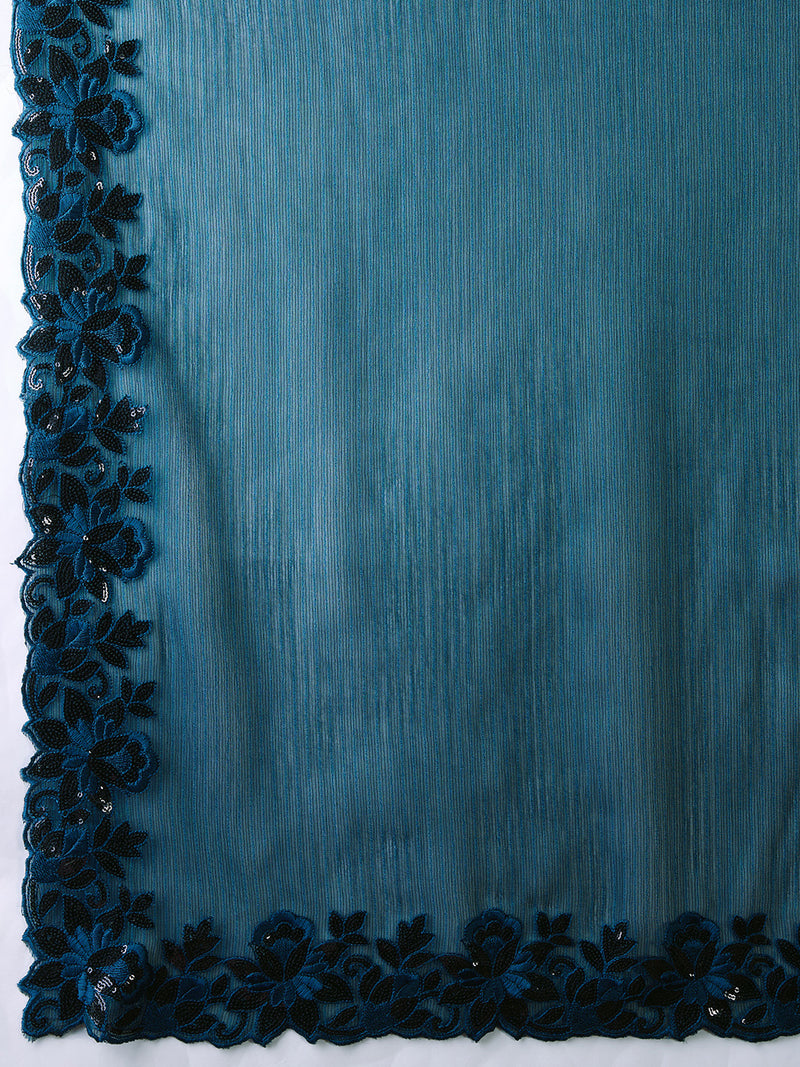 Women's Chiffon Embroidered Border Saree with Blouse Piece