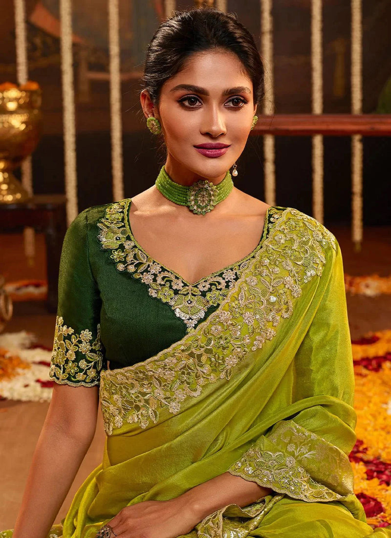 Women's Jacquard Silk Embroidery work Saree with Unstitched Blouse Piece