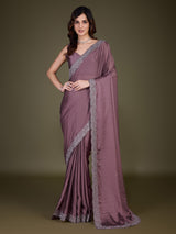 Women Light Brown Saree Rangoli sik Embroidery With Siroski Work Saree
