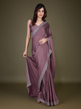 Women Light Brown Saree Rangoli sik Embroidery With Siroski Work Saree