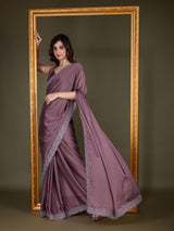 Women Light Brown Saree Rangoli sik Embroidery With Siroski Work Saree
