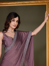 Women Light Brown Saree Rangoli sik Embroidery With Siroski Work Saree