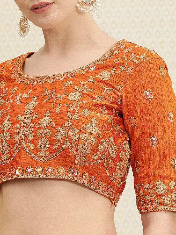 Women's Red Pure Silk Embroidery Work Saree with Unstitch Blouse Piece Trendmalls