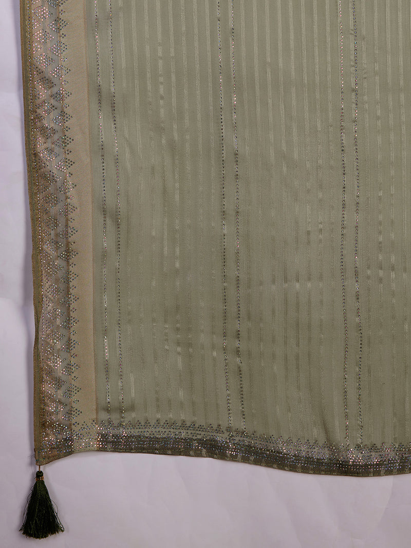 Women's Chiffon Siroski Work Saree with Unstitch Blouse Piece