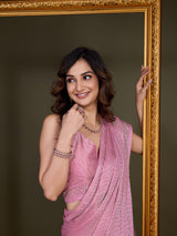 Women's Chiffon Siroski Work Saree with Unstitch Blouse Piece