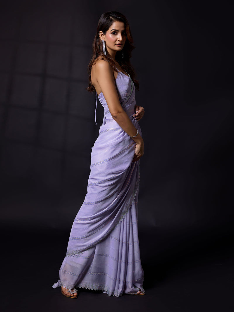 Women's Chiffon Siroski Work Saree with Unstitch Blouse Piece