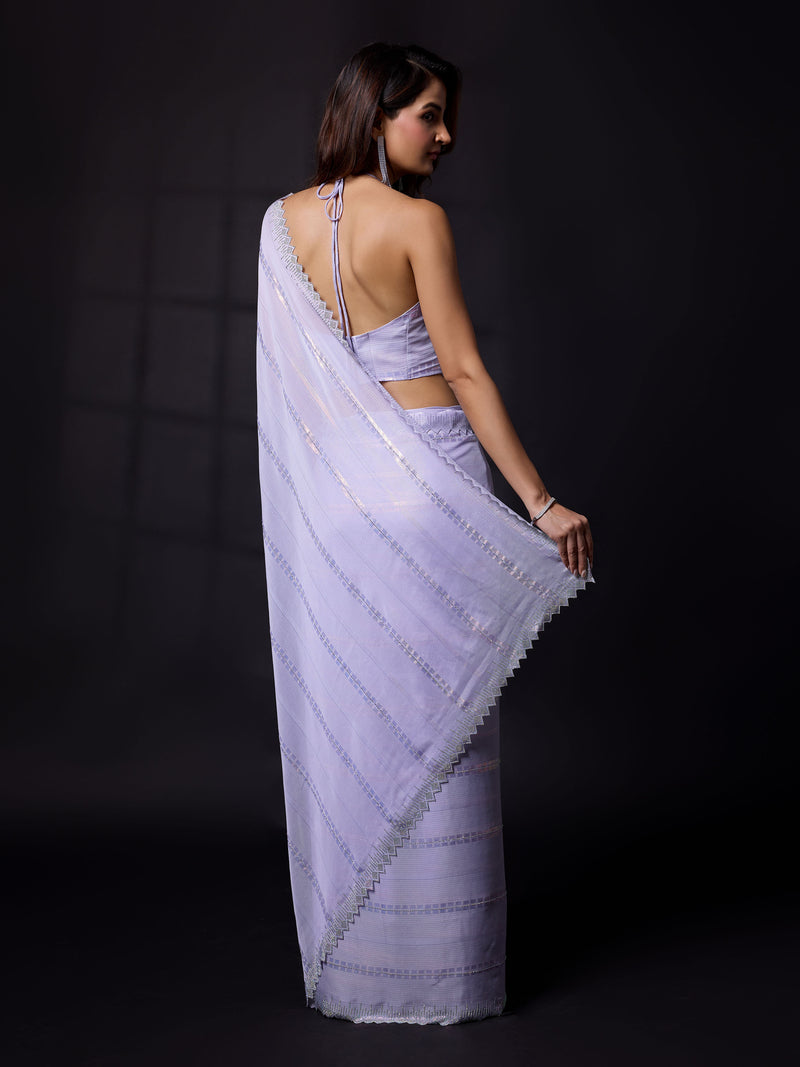 Women's Chiffon Siroski Work Saree with Unstitch Blouse Piece