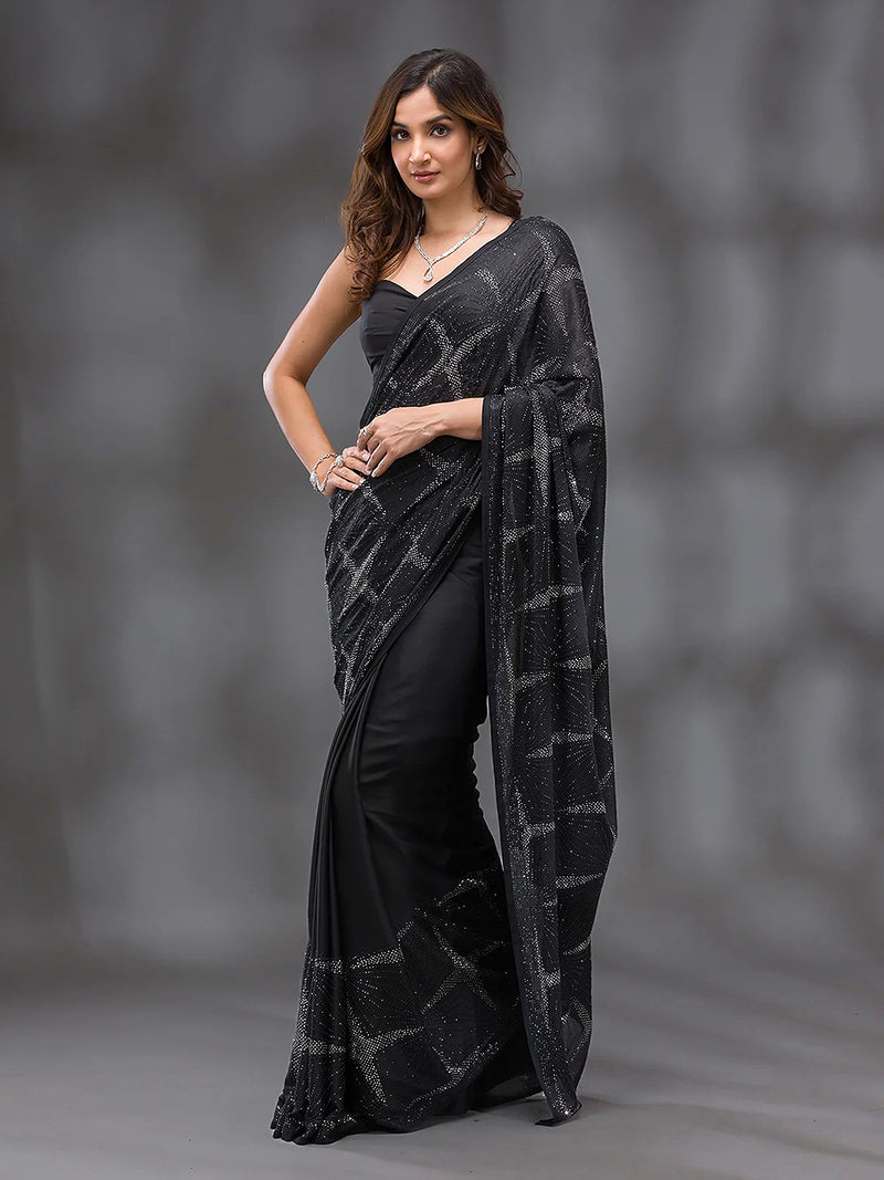 Women's Silk Siroski Work Saree with Unstitch Blouse Piece