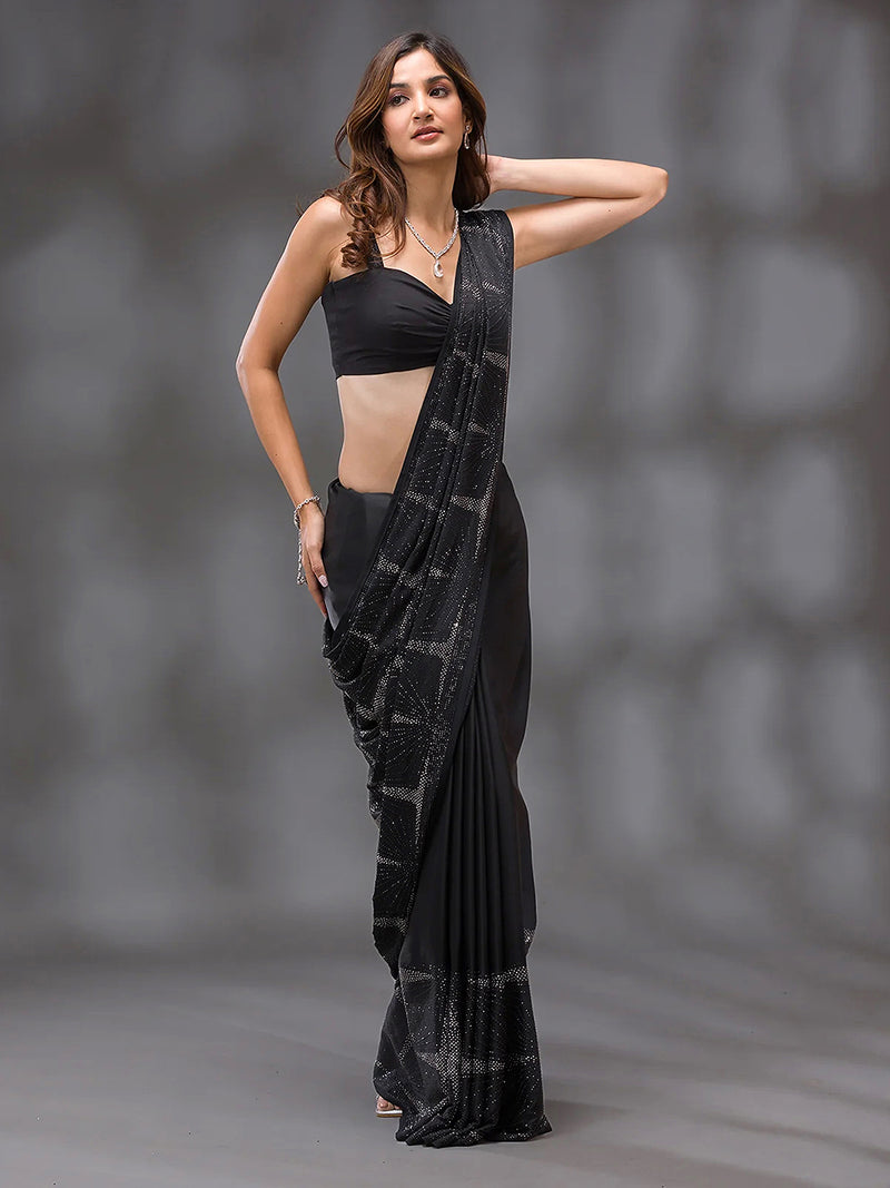 Women's Silk Siroski Work Saree with Unstitch Blouse Piece