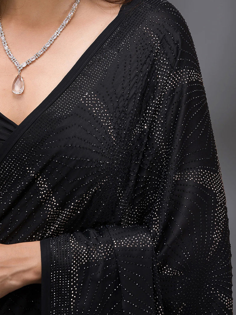 Women's Silk Siroski Work Saree with Unstitch Blouse Piece