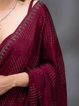 Women's Red Silk Siroski Work Saree with Unstitch Blouse Piece
