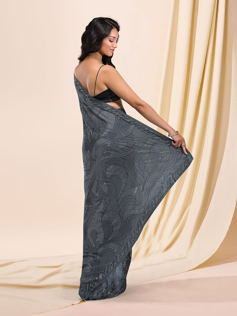 Women's Silk Siroski Work Saree with Unstitch Blouse Piece