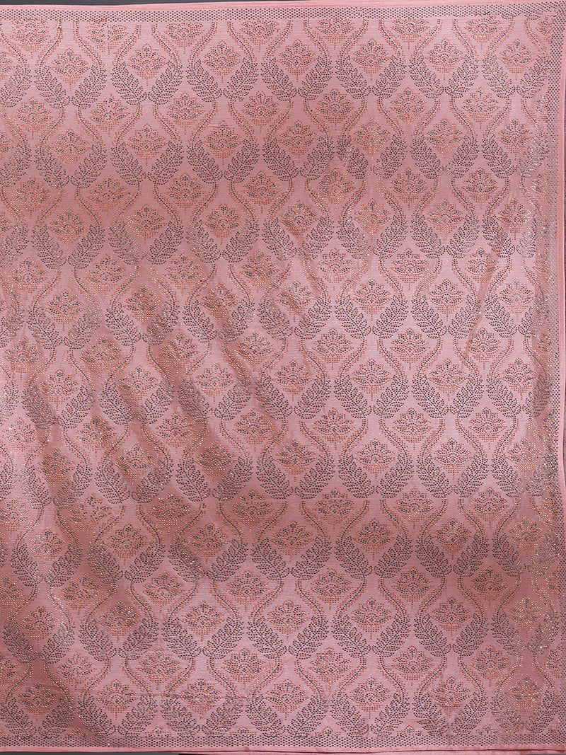Women's Pink Chanderi Silk Siroski Work with Unstitch Blouse Piece