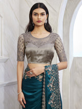 Morpeach Art Silk Embrodeiry Work Saree with Unstitch Blouse Piece