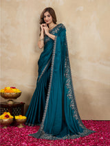 Morpeach Art Silk Embrodeiry Work Saree with Unstitch Blouse Piece