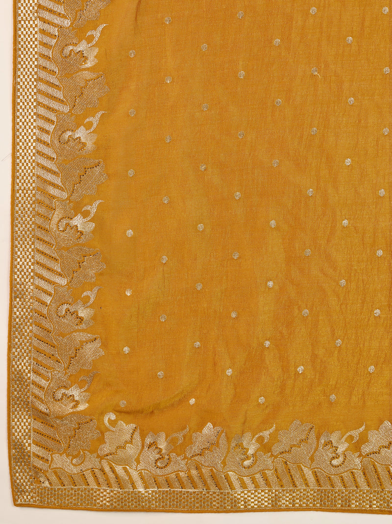 Yellow Art Silk Embroidery Work Saree With Unstitched Blouse Piece For Woman's