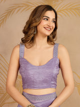 Purple Art Silk Zarkan Work Saree with Unstitched Blouse Piece Trendmalls