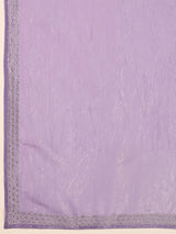 Purple Art Silk Zarkan Work Saree with Unstitched Blouse Piece Trendmalls