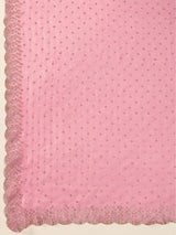 Pink Chiffon Siroski Work Saree with Unstitched Blouse Piece Trendmalls