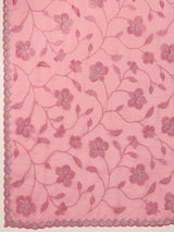 Lightpink Satin Embroidery work Saree with Unstitched Blouse Piece For Women's Trendmalls