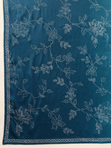 Skyblue Satin Siroski Work Ombre Pattern Dual Shade Saree with Unstitch Blouse Piece For Woman's Trendmalls