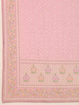 LightPink Tussar Silk Embroidery Siroski Work Saree with Unstitch Blouse Piece For Women's Trendmalls