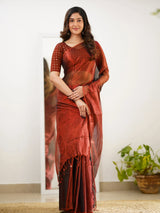 Pure Tissue Cotton Handloom South Style Saree with Unstitched Blouse Piece For Women's Trendmalls