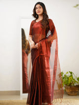 Pure Tissue Cotton Handloom South Style Saree with Unstitched Blouse Piece For Women's Trendmalls