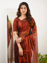 Pure Tissue Cotton Handloom South Style Saree with Unstitched Blouse Piece For Women's Trendmalls