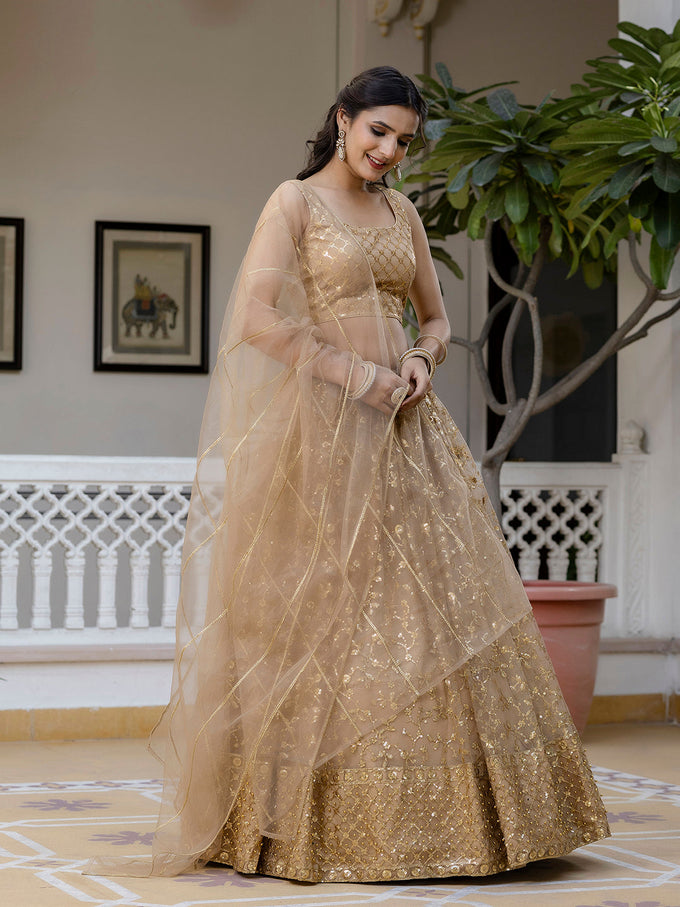 Wedding Wear Special Sequins Lehenga Choli with Dupatta for Women's Trendmalls