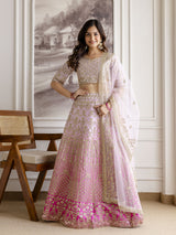 Pink Satin Embroidery Lehenga Choli with Dupatta | Bridal Party Stylish Wedding Lehenga Choli for women Trendmalls