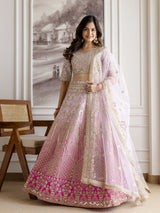 Pink Satin Embroidery Lehenga Choli with Dupatta | Bridal Party Stylish Wedding Lehenga Choli for women Trendmalls