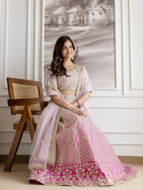 Pink Satin Embroidery Lehenga Choli with Dupatta | Bridal Party Stylish Wedding Lehenga Choli for women Trendmalls