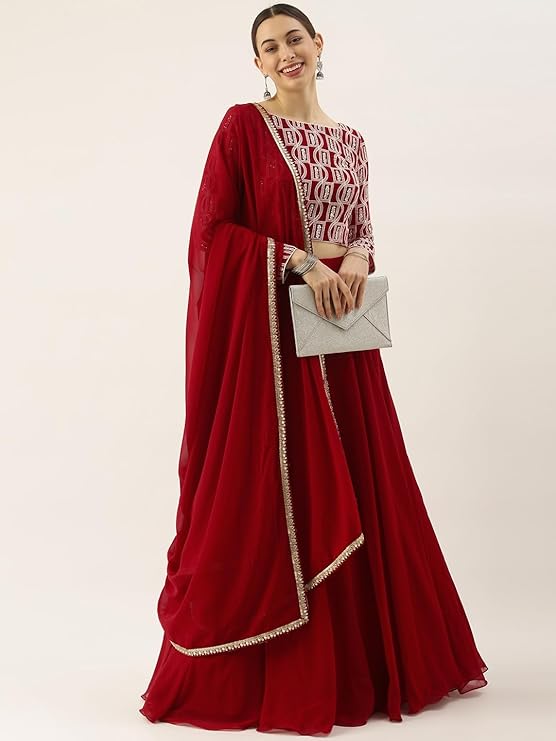 Georgette Embroidery work Lehenga Choli with Dupatta | Bridesmaid Wedding Lehenga Choli for women