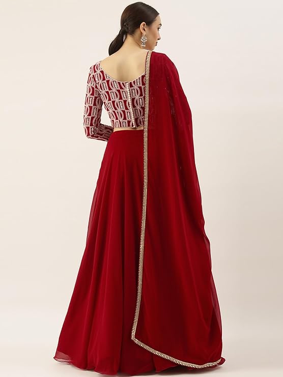 Georgette Embroidery work Lehenga Choli with Dupatta | Bridesmaid Wedding Lehenga Choli for women