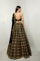 Black Silk Embroidery Lehenga Choli With Dupatta For Women's