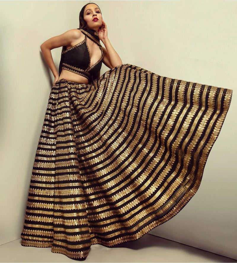 Black Silk Embroidery Lehenga Choli With Dupatta For Women's