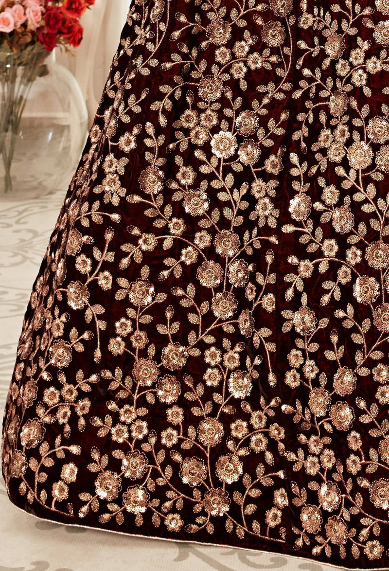 Women's Velvet Sequin Embroidery Lehenga Choli with Dupatta | Bridal Party Stylish Wedding Lehenga Choli for women
