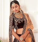 Women's Velvet Sequin Embroidery Lehenga Choli with Dupatta | Bridal Party Stylish Wedding Lehenga Choli for women