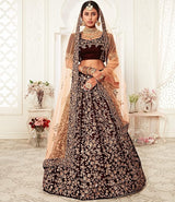 Women's Velvet Sequin Embroidery Lehenga Choli with Dupatta | Bridal Party Stylish Wedding Lehenga Choli for women