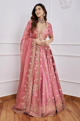 Women's Satin Embroidery Lehenga Choli with Dupatta | Bridal Party Stylish Wedding Lehenga Choli for women