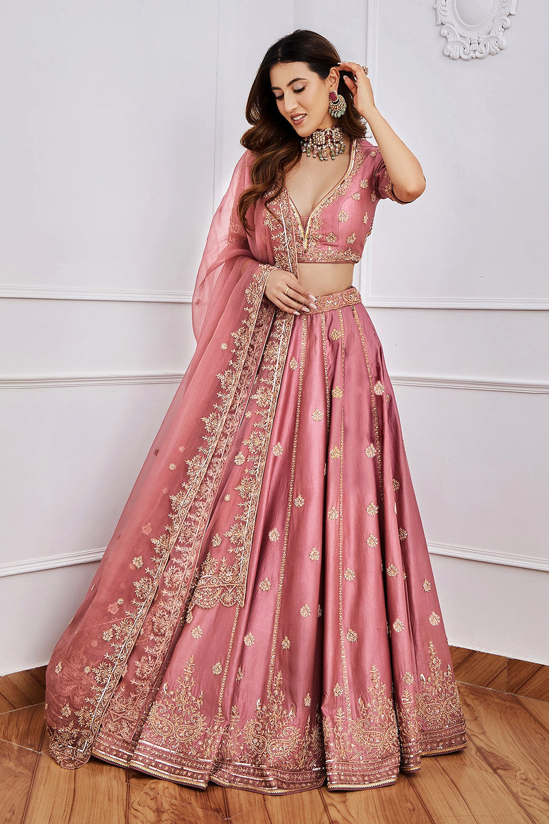 Women's Satin Embroidery Lehenga Choli with Dupatta | Bridal Party Stylish Wedding Lehenga Choli for women