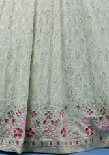 LightGreen Georgette Embroidery Sequence Work Semi-Stitched Lehenga Choli with Dupatta For Women