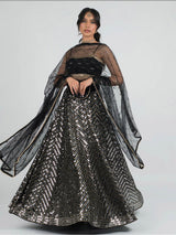 Black Georgette Embroidery Lehenga Choli with Dupatta | Bridal Wedding Lehenga Choli for women