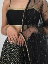 Black Georgette Embroidery Lehenga Choli with Dupatta | Bridal Wedding Lehenga Choli for women