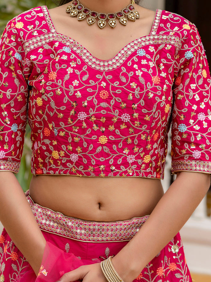 Pink Satin Embroidery Lehenga Choli with Dupatta | Bridal Party Stylish Wedding Lehenga Choli for women Trendmalls