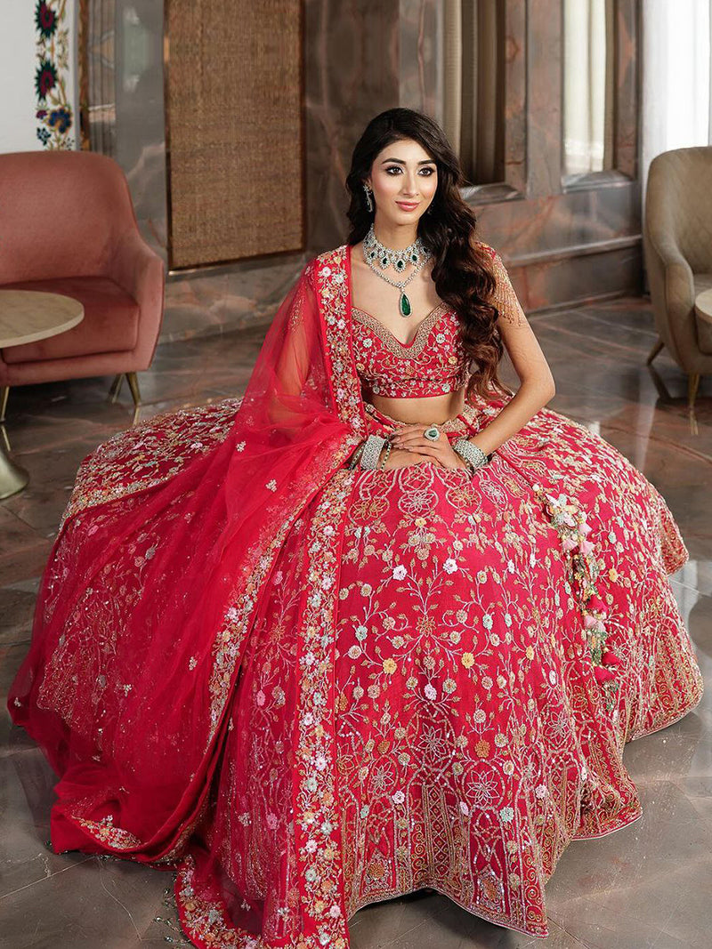 Pink Satin Embroidery Lehenga Choli with Dupatta | Bridal Party Stylish Wedding Lehenga Choli for women